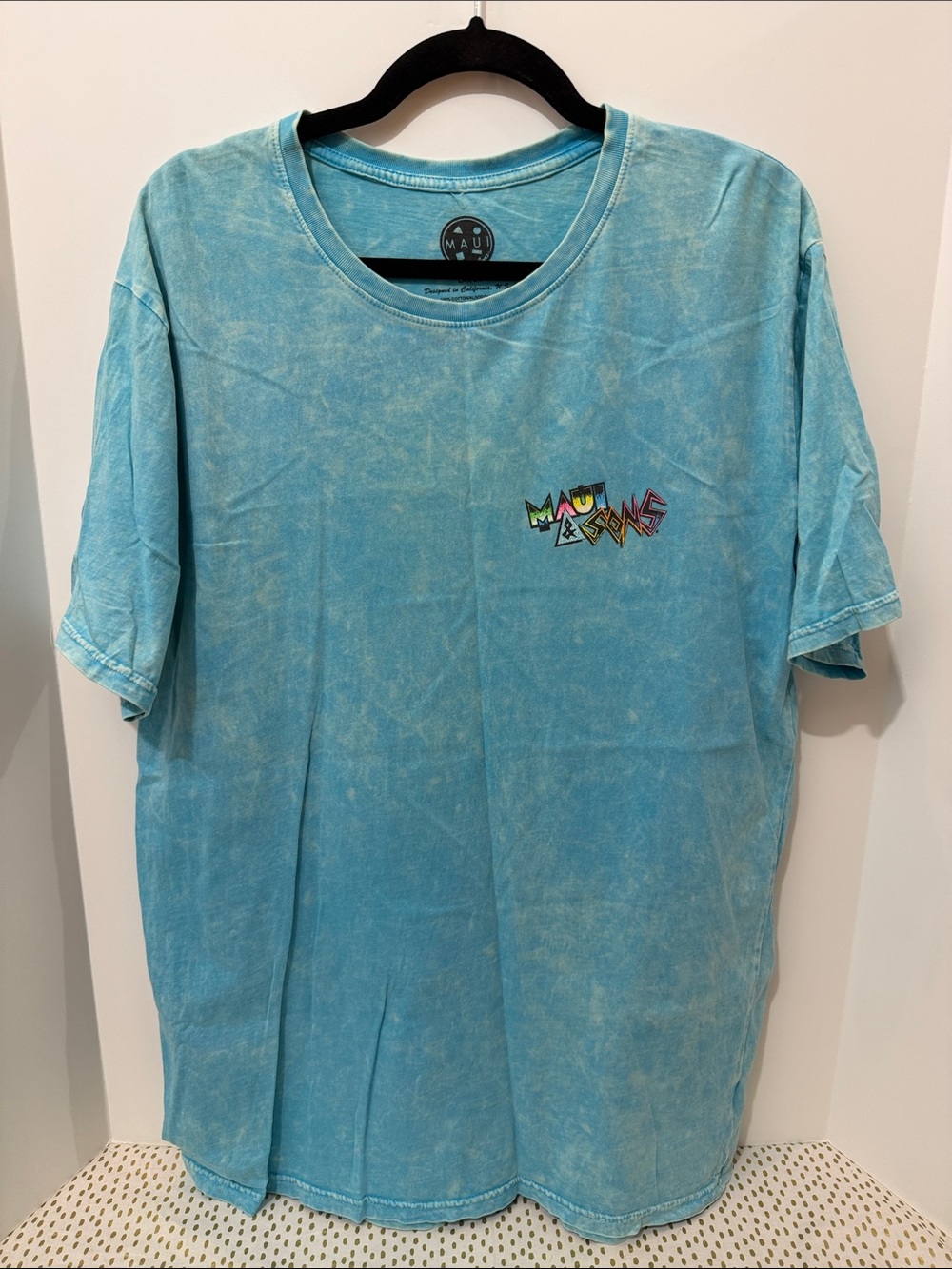 Maui and Sons Light Aqua Tie-Dye Logo T-Shirt